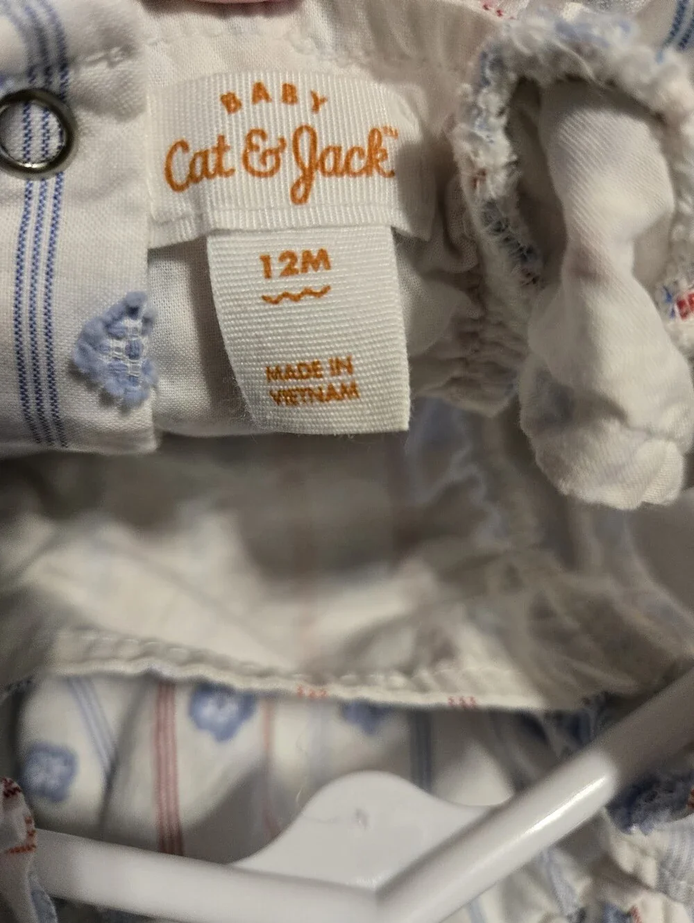 Cat & Jack White Striped Sleeveless Diaper Cover with Blue Floral Print